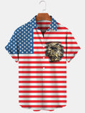 Independence Day American Flag Eagle Print Men's Pocket Short Sleeve Shirts