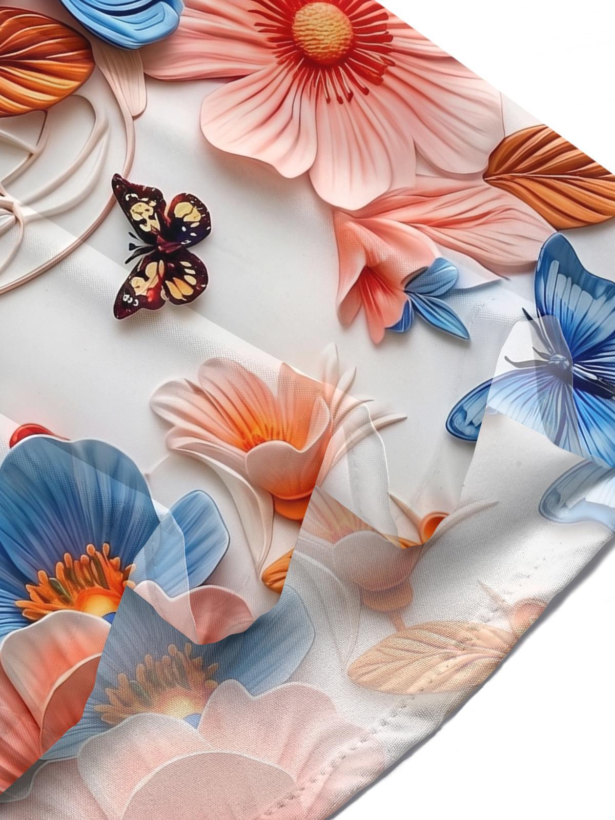 Art 3D Stereoscopic Floral Butterfly Women's Short Sleeve Shirts