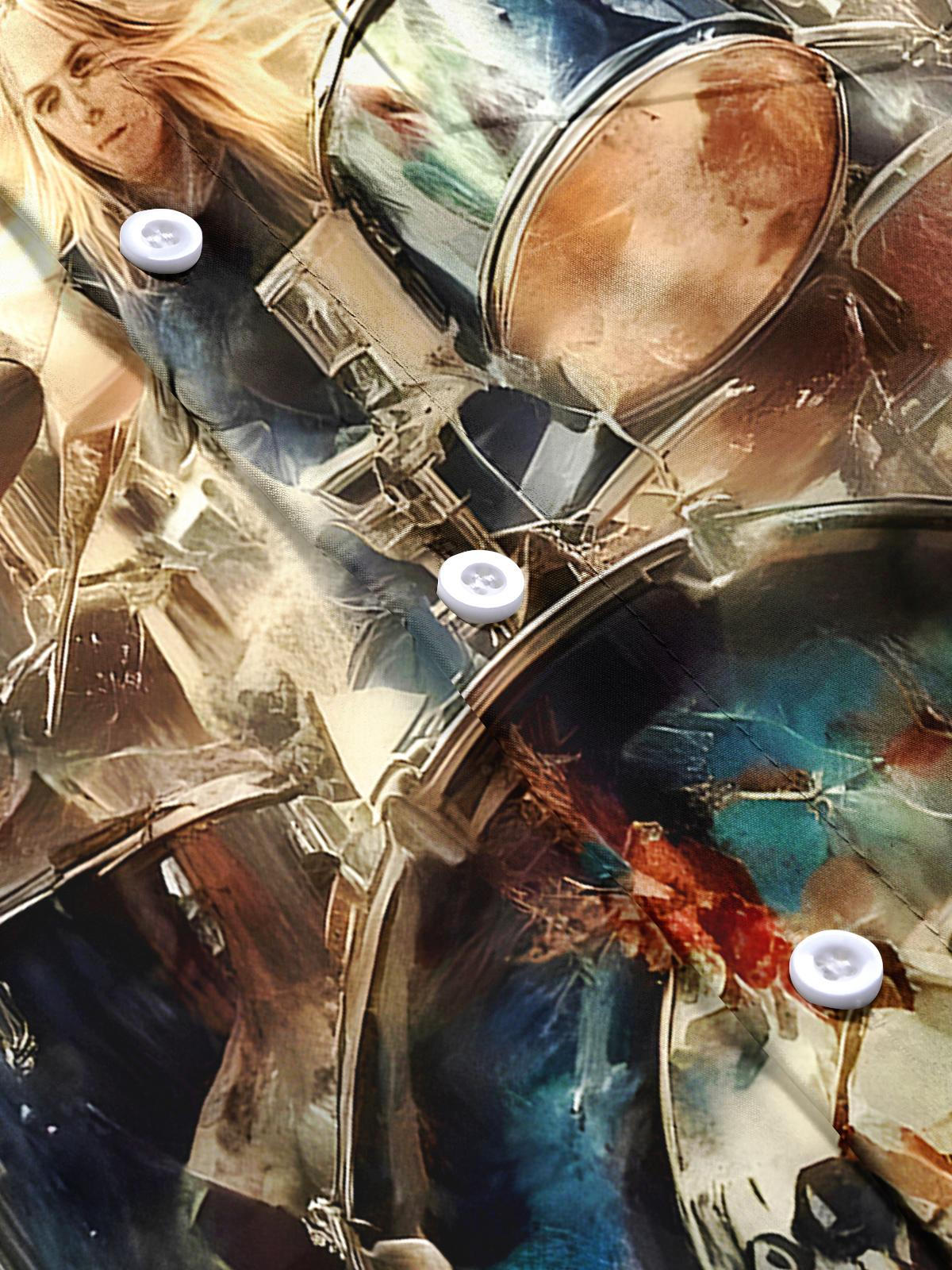 Drum Set Men's Pocket Short Sleeve Shirts