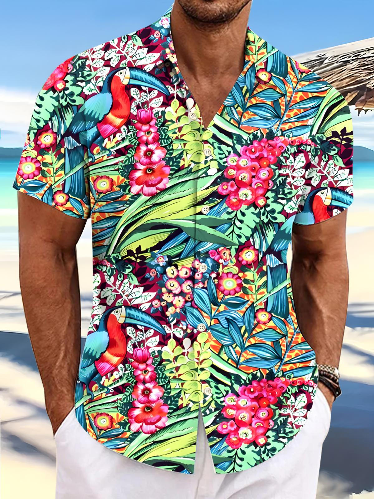 Floral Men's Pocket Short Sleeve Shirts