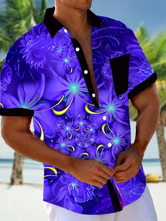 Men's abstract print short sleeve shirt front view