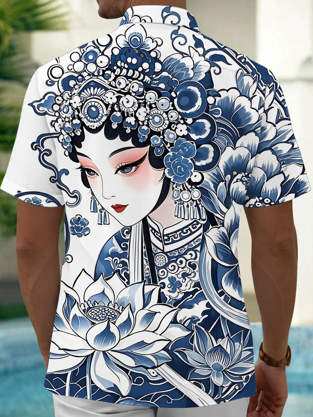 men's graphic art shirt side view