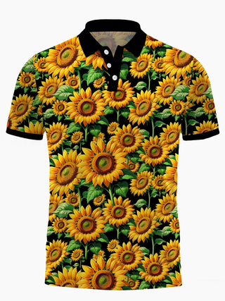 men's sunflower print shirt front view