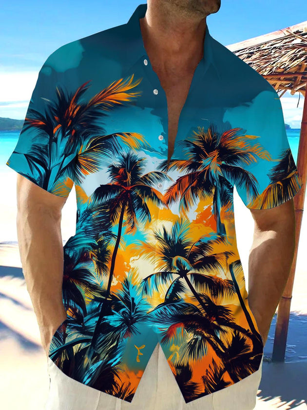 men's Hawaiian shirt front view tropical beach vacation