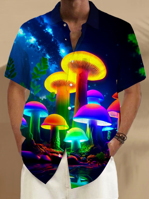 men's mushroom print shirt front view