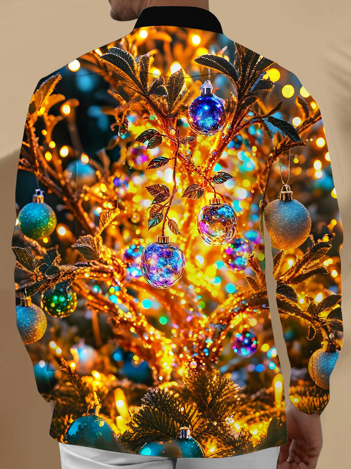 Christmas Lights Men's Pocket Long Sleeve Shirts