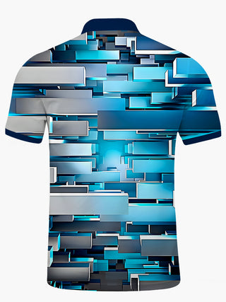 Men's short sleeve button polo shirt back view
