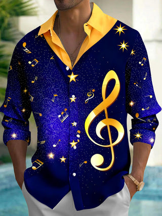 men's music print shirt front view