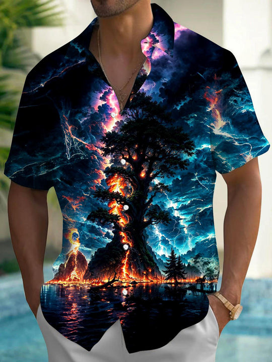 men's abstract print shirt front view