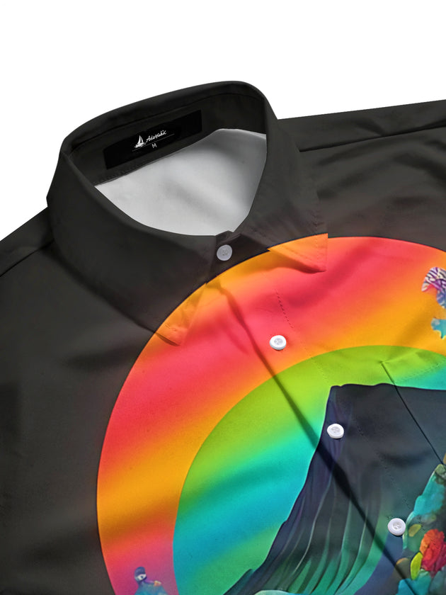 Men's long sleeve LS shirt with car print side view