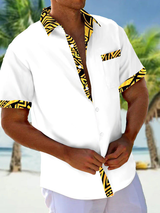 men's Hawaiian shirt front view tropical beach vacation
