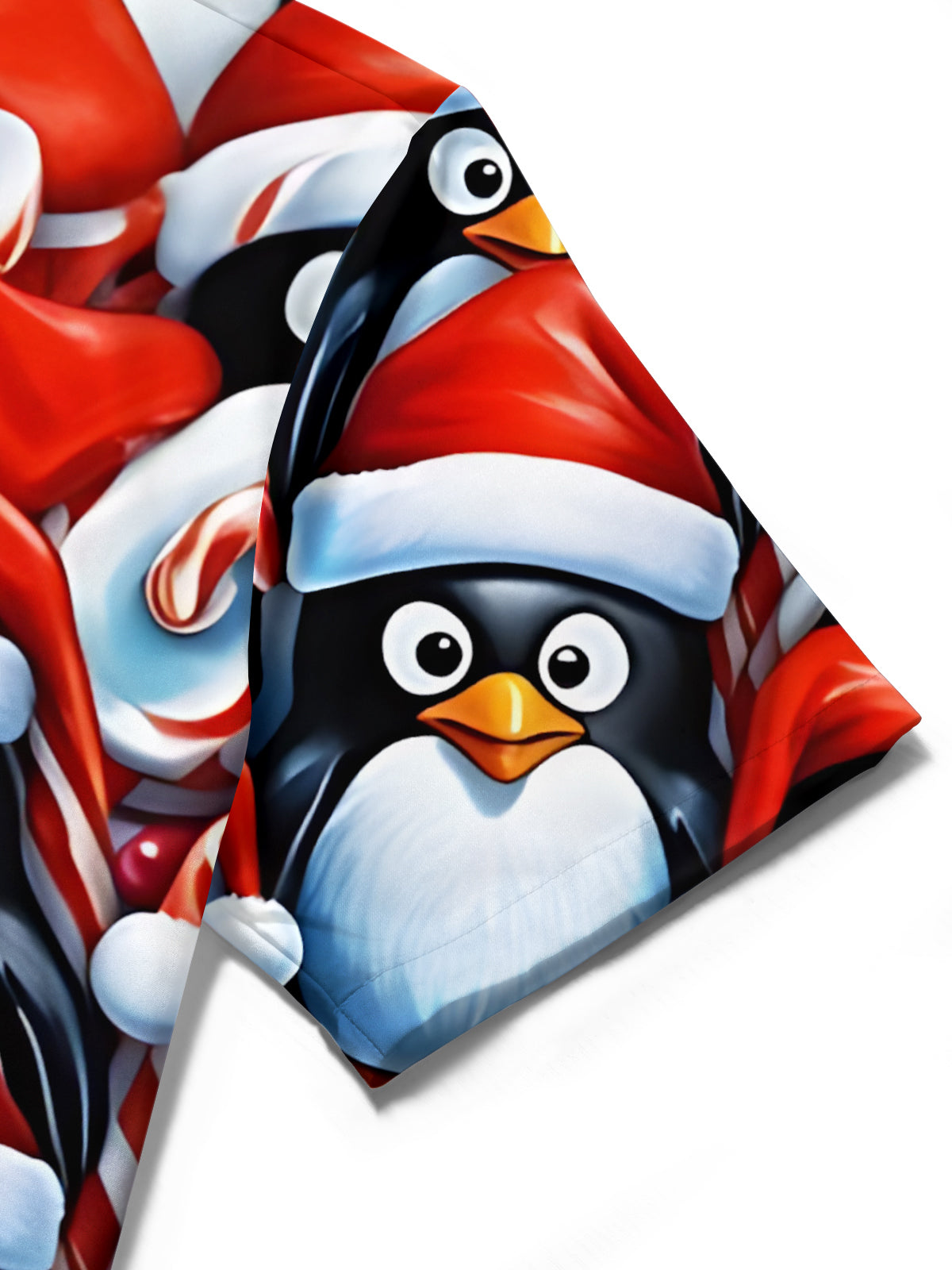 Christmas Penguin Print Men's Pocket Short Sleeve Shirts