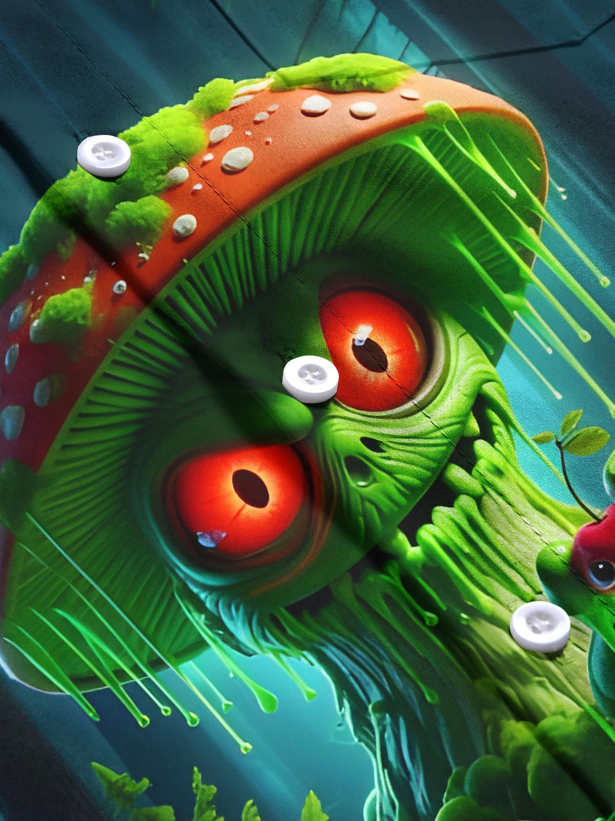 Mushroom Print Men's Pocket Short Sleeve Shirts