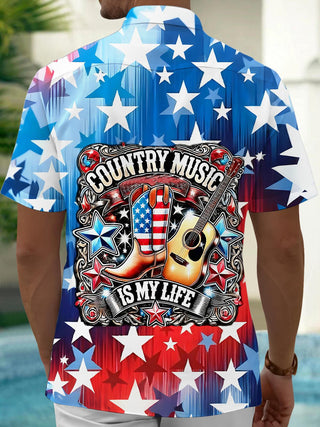 men's music print shirt back view