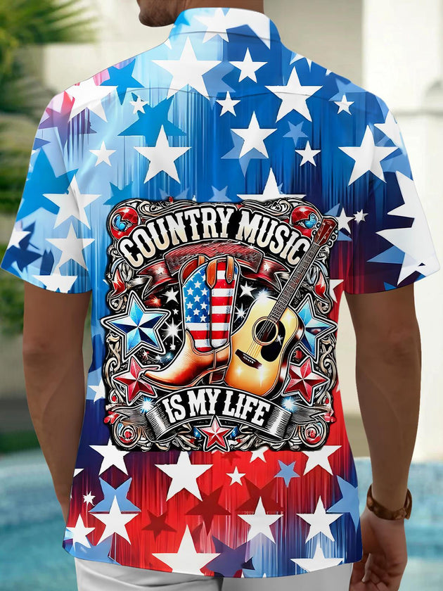 men's music print shirt back view