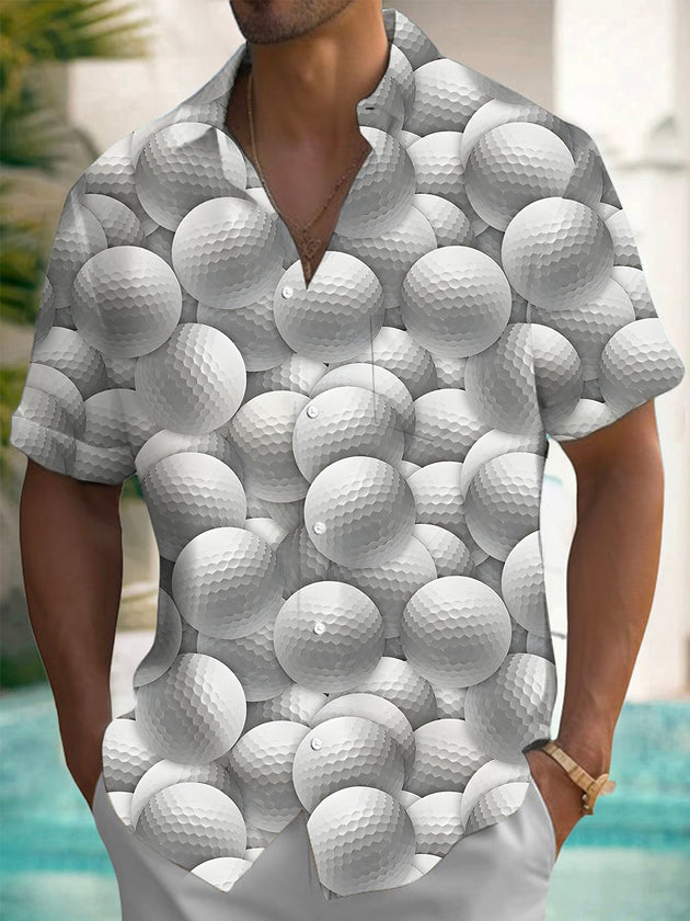 Golf Print Men's Pocket Short Sleeve Shirts
