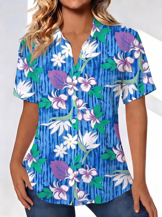 Hawaiian Floral Women's Short Sleeve Shirts