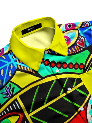 men's ocean print shirt side view