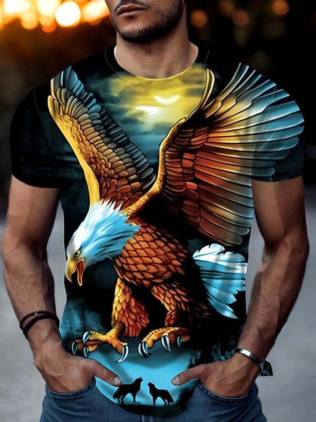 Men's eagle print graphic t-shirt front view short sleeve