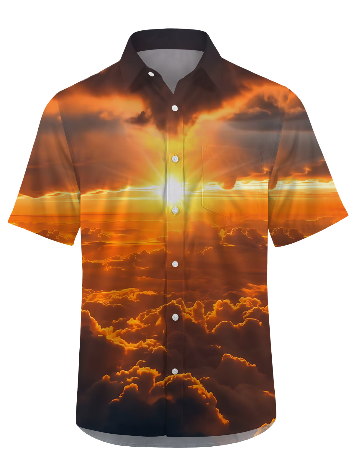 Sunlight Cloud print Men's Pocket Short Sleeve Shirts
