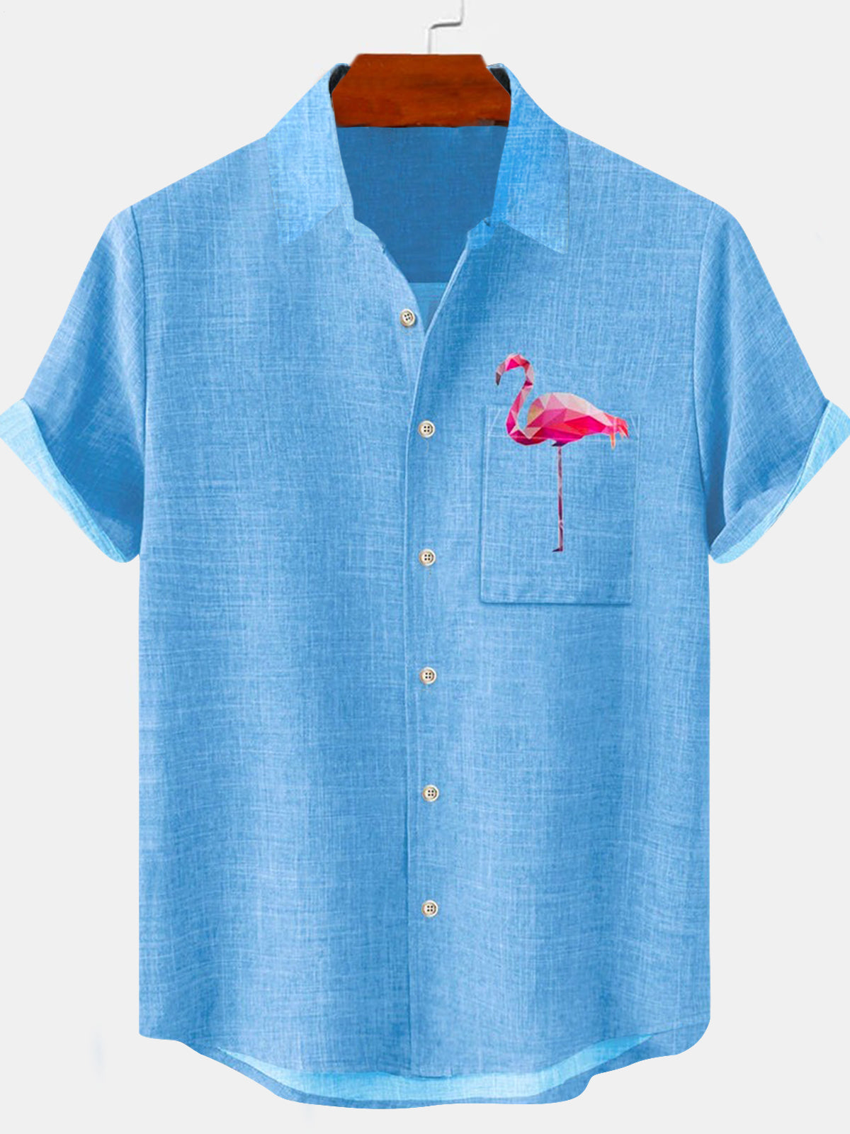Hawaiian Flamingo Men's Pocket Short Sleeve Shirts