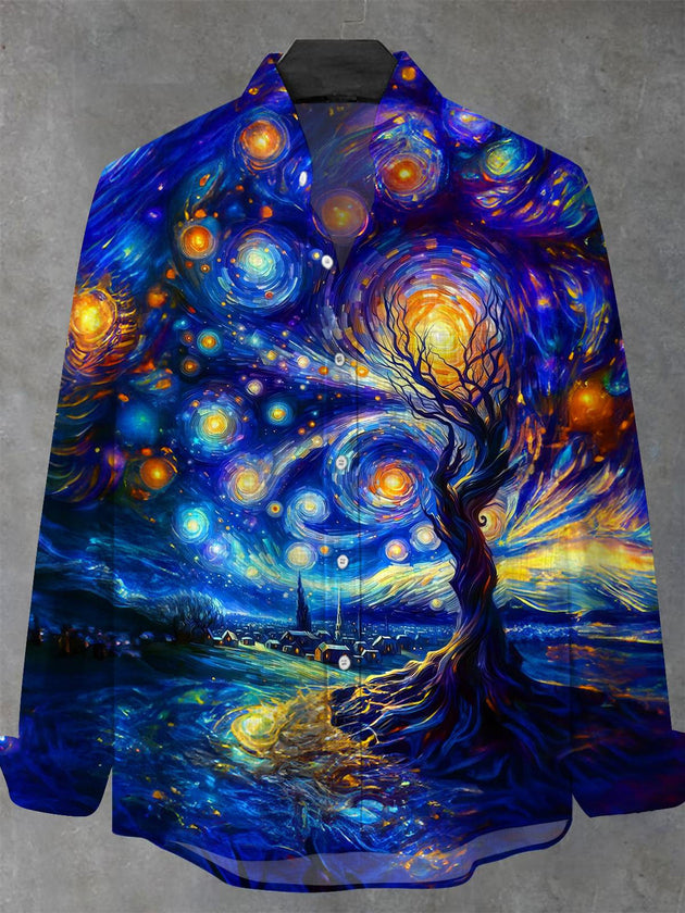men's art print shirt front view
