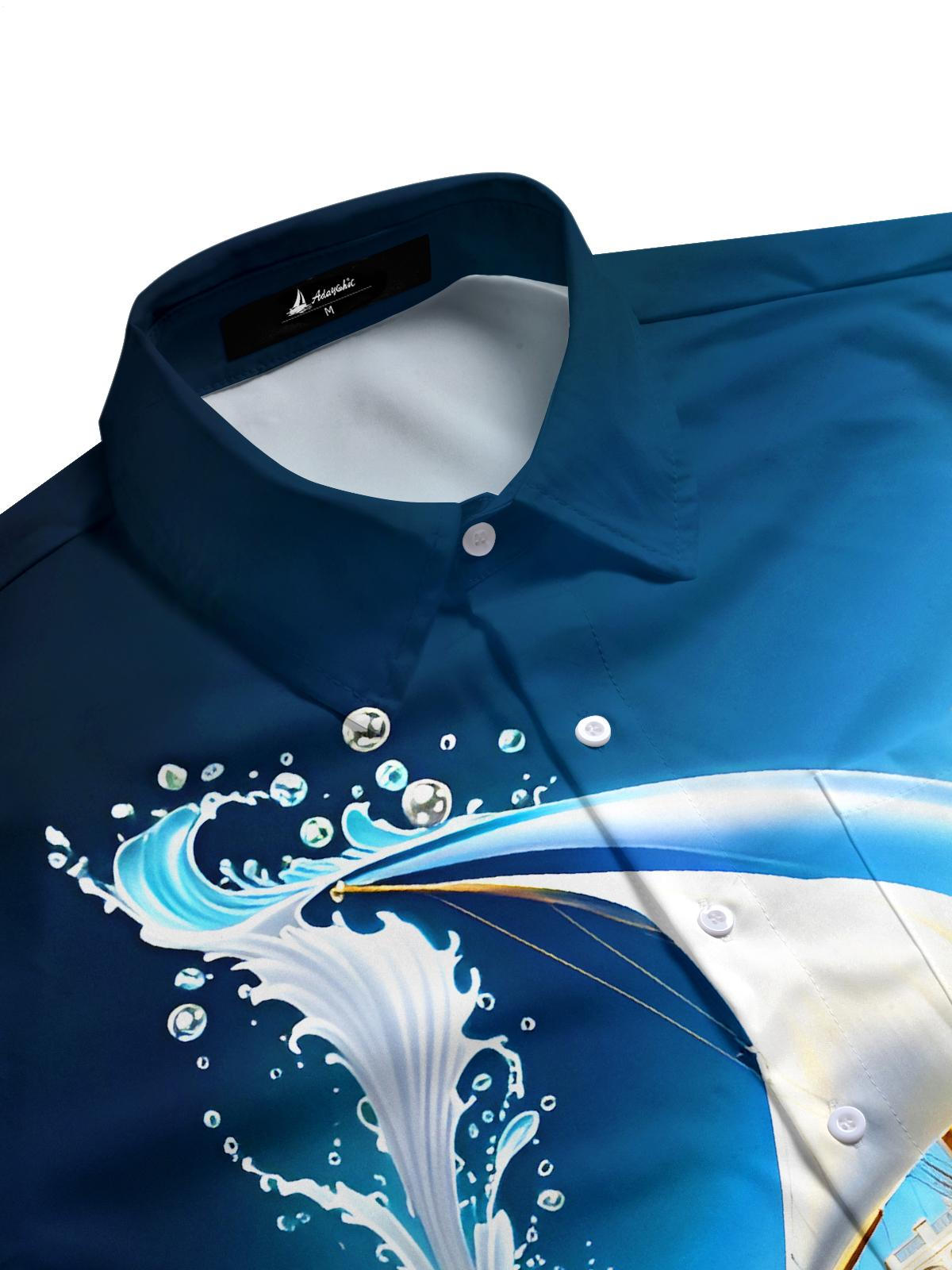 Hawaiian Coconut Art Boat Men's Pocket Short Sleeve Shirts