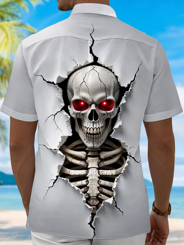 men's skeleton pattern shirt back view