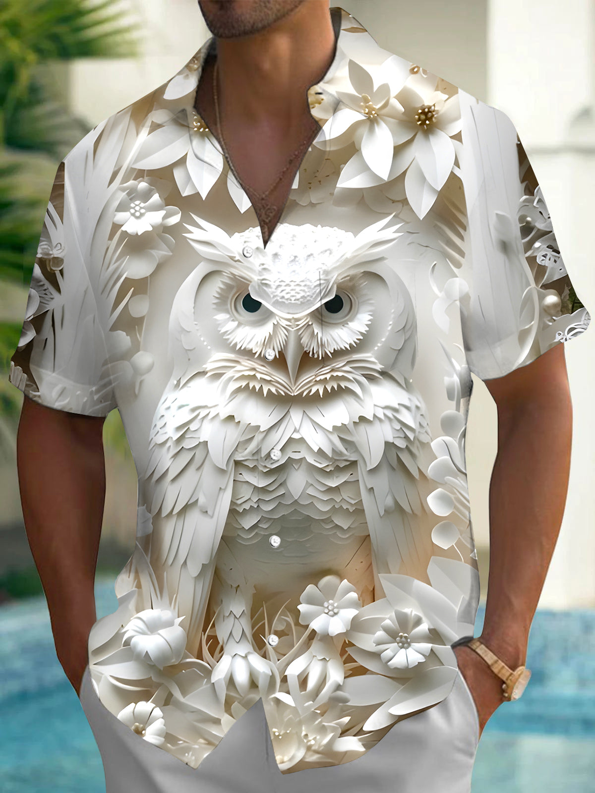 Owl Men's Pocket Short Sleeve Shirts