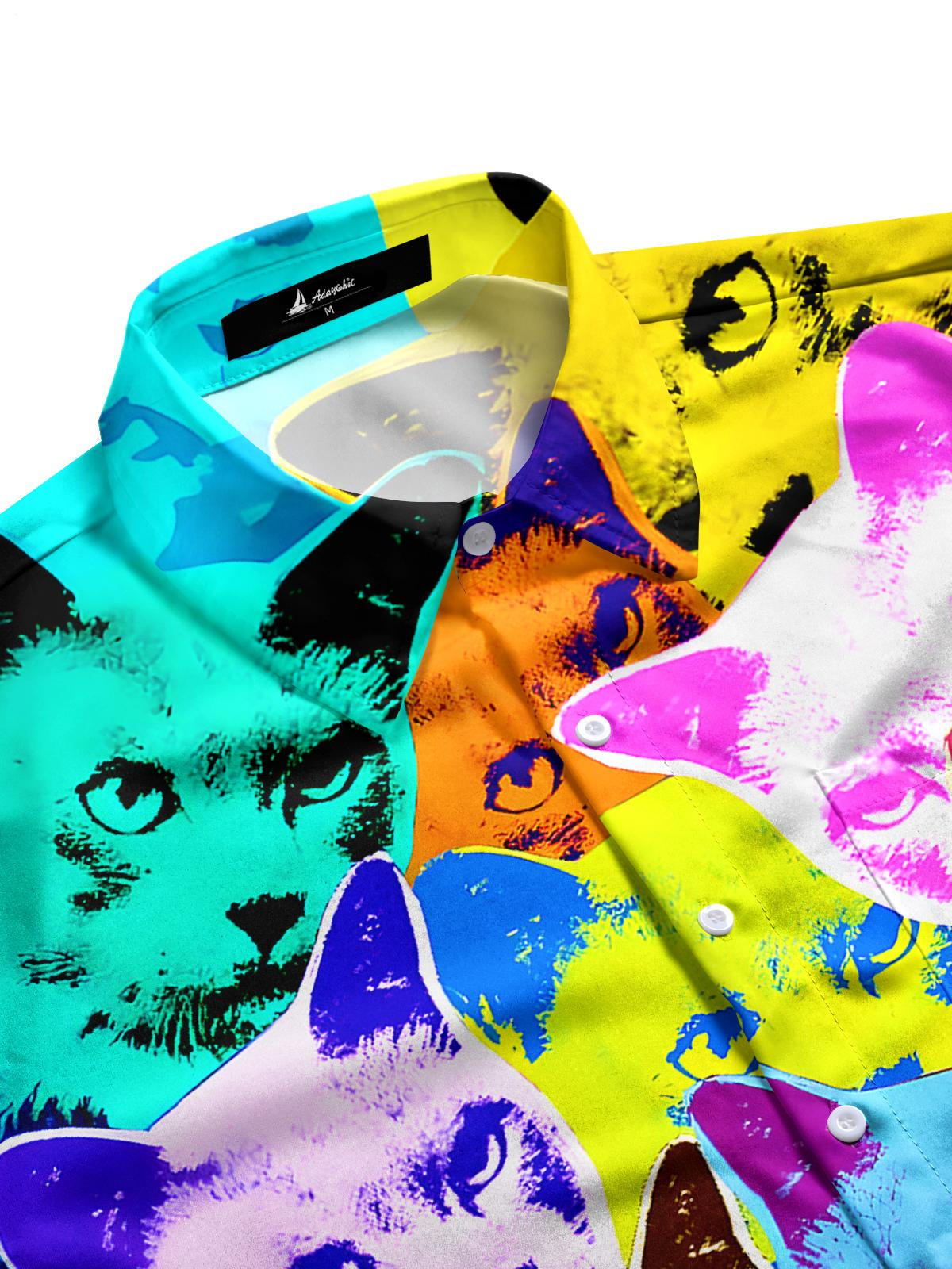 Cat Men's Pocket Short Sleeve Shirts