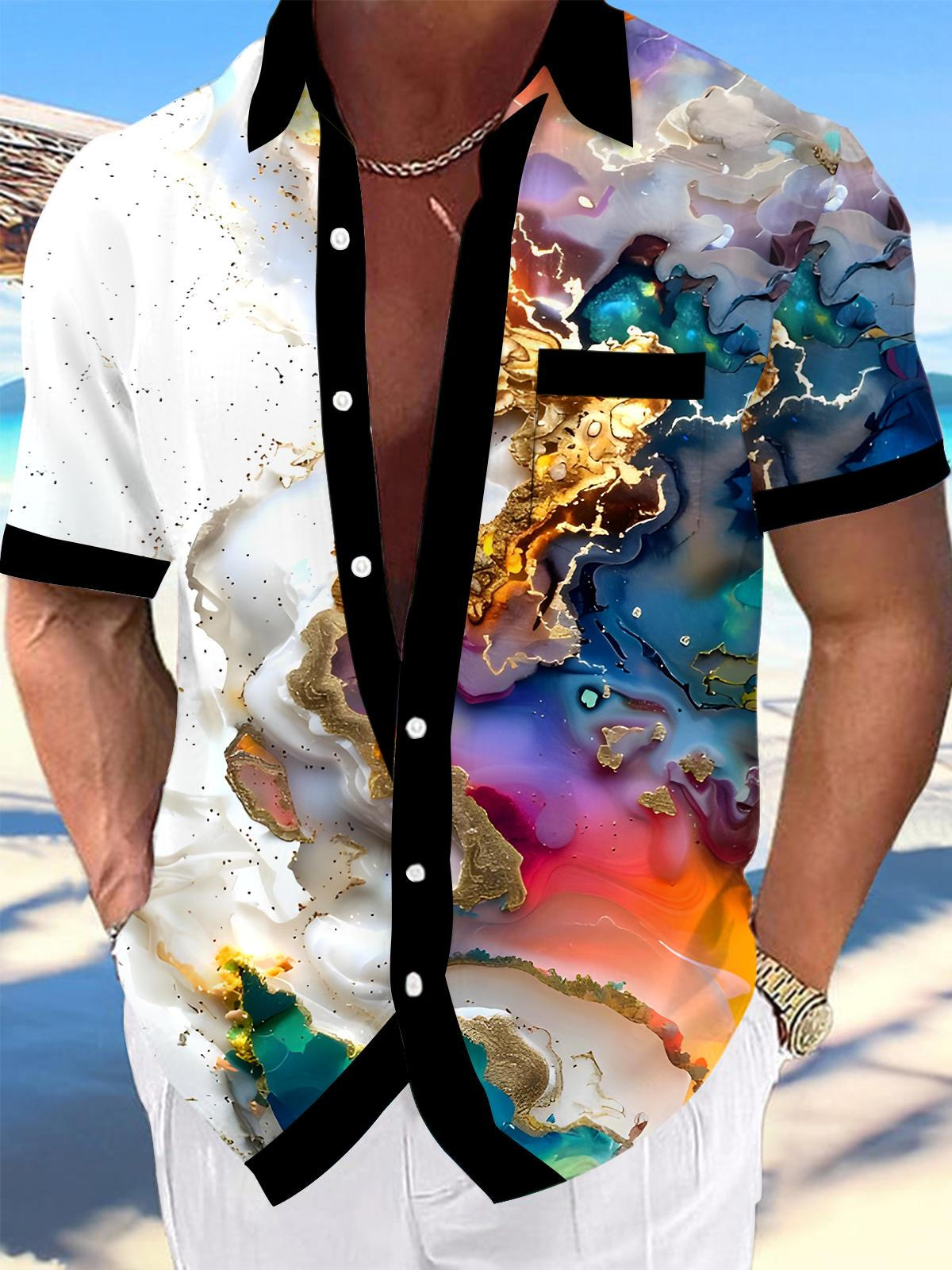 Abstract Men's Pocket Short Sleeve Shirts