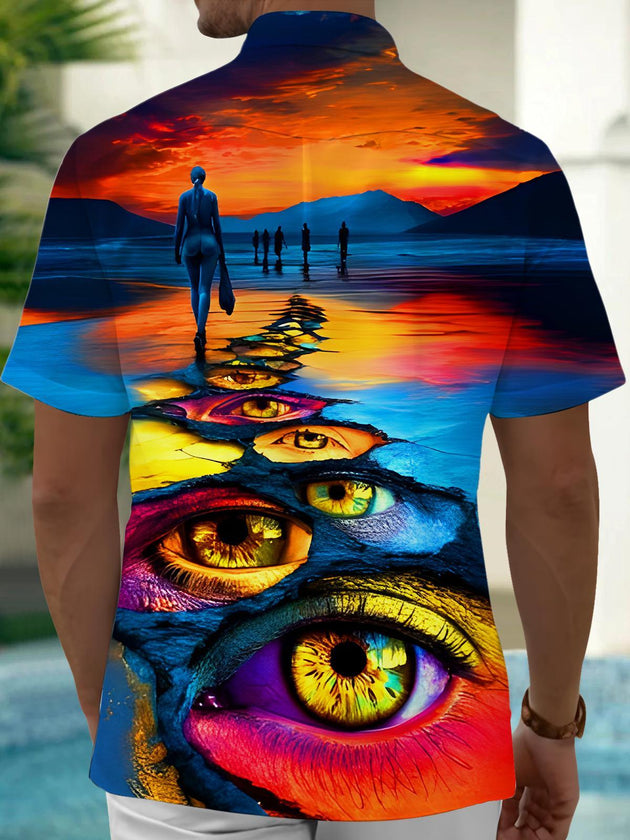 men's optical illusion print shirt back view