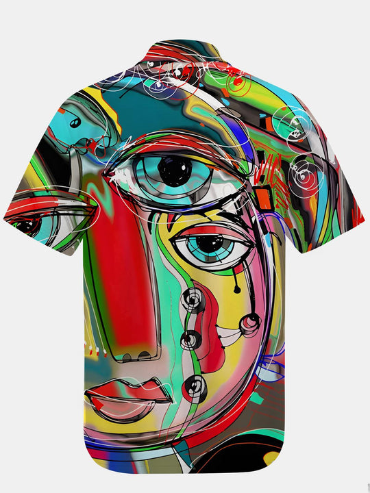 men's geometric print shirt back view