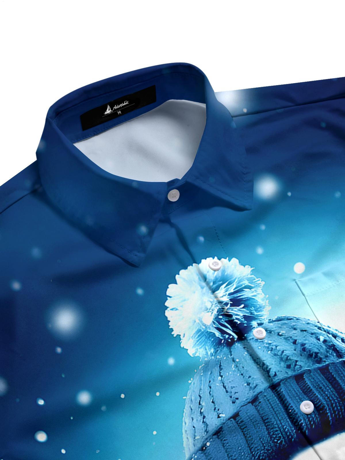 Sunglasses Snowman Men's Pocket Long Sleeve Shirts