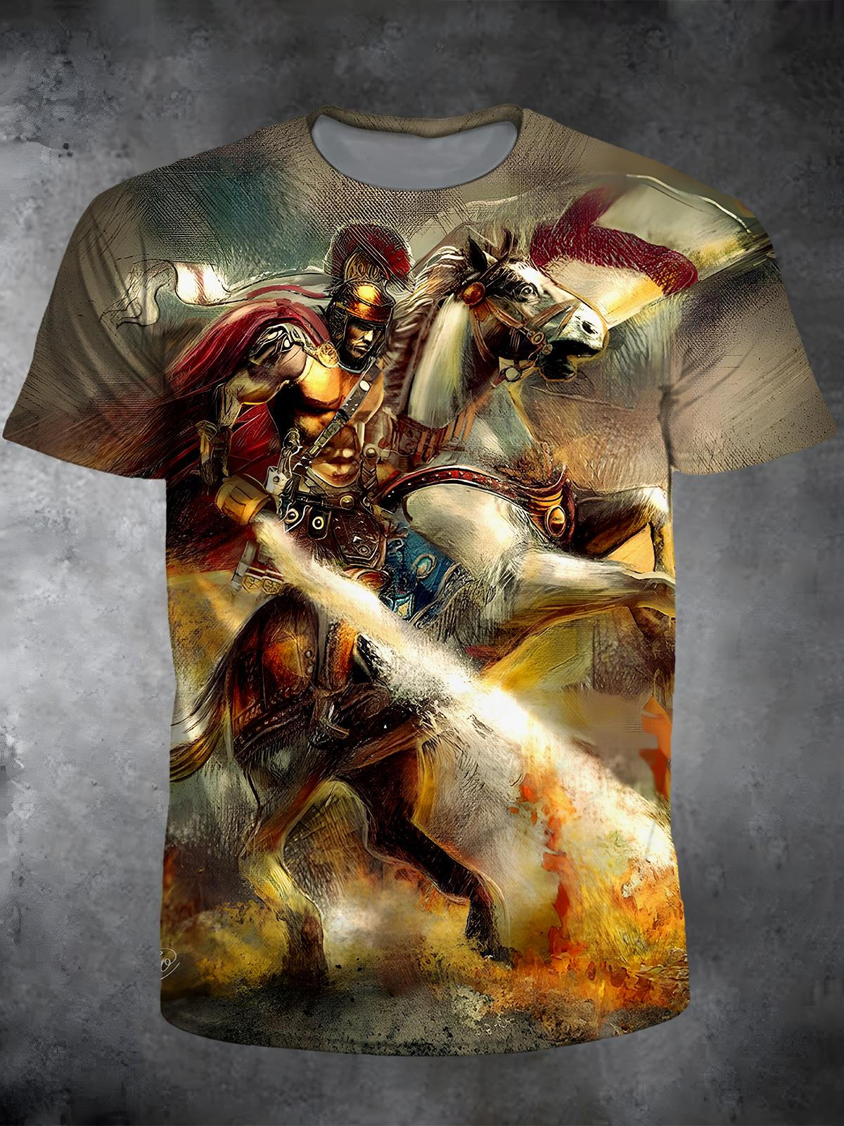 Knight Round Neck Short Sleeve Men's T-shirt