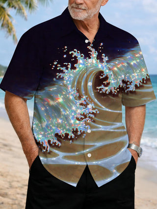 men's wave print shirt front view