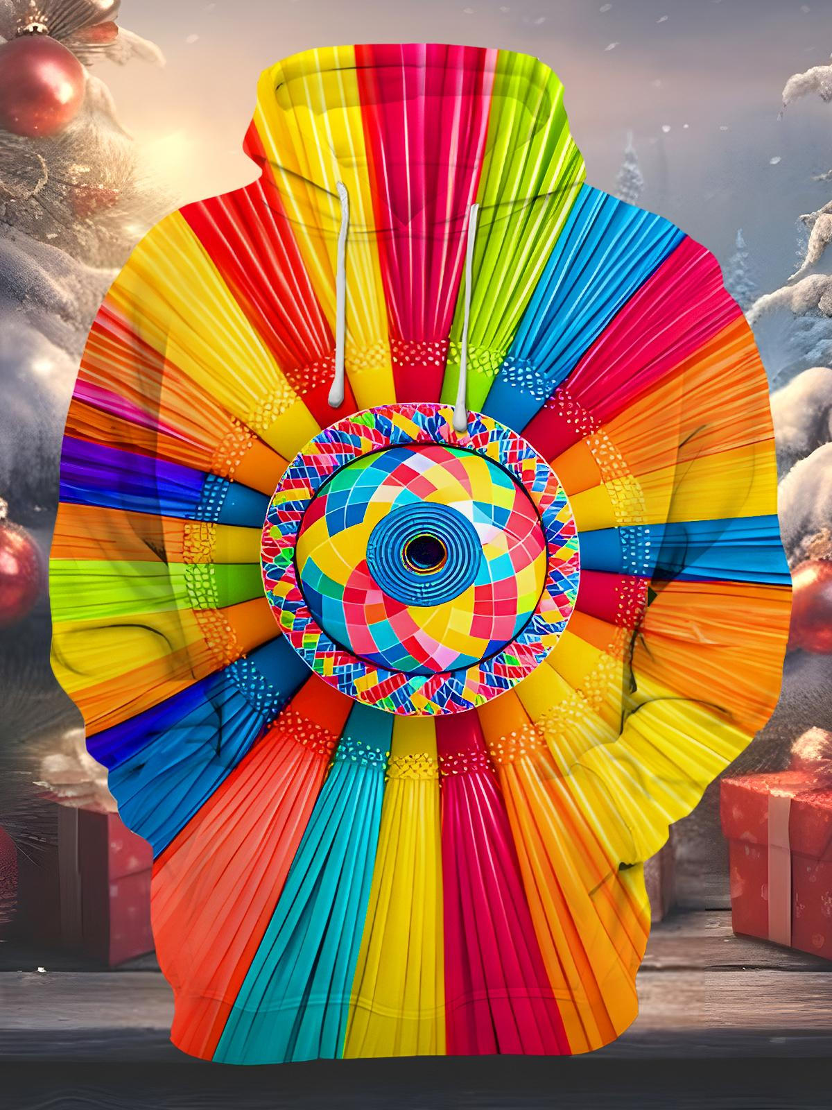 Colorful Art Festival Decorations Men's Long Sleeve Pocket Hoodies