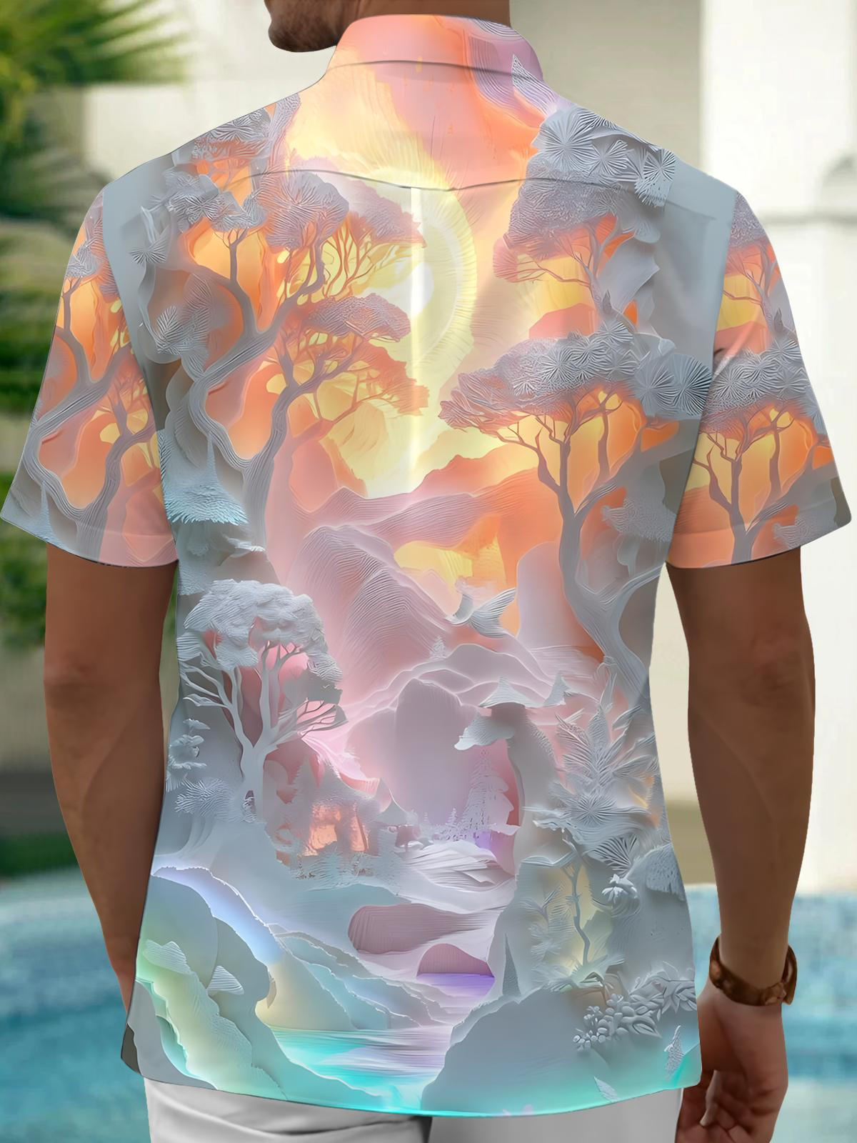 Plant Art Print Men's Pocket Short Sleeve Shirts