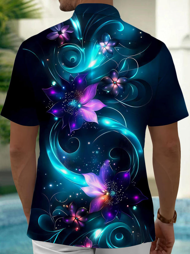 men's flower print shirt back view