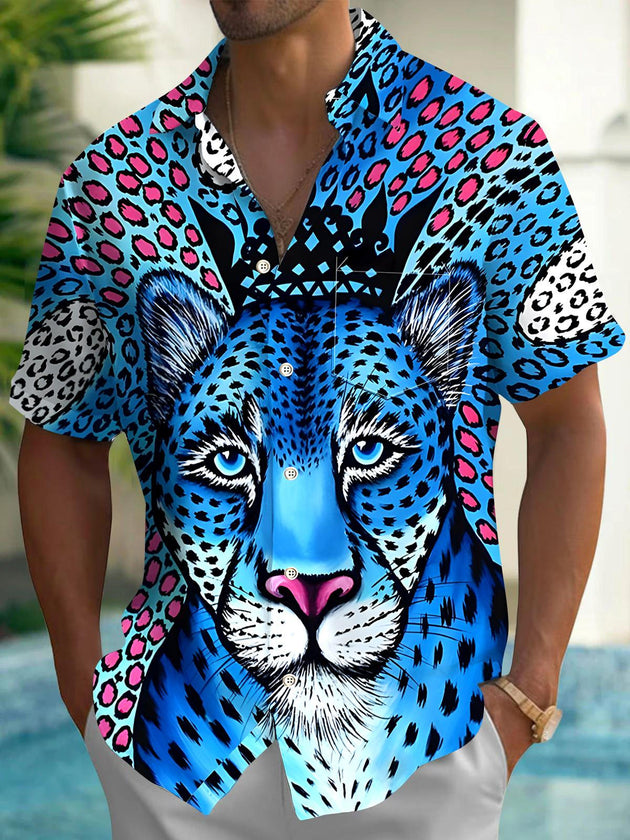 men's cheetah print shirt front view