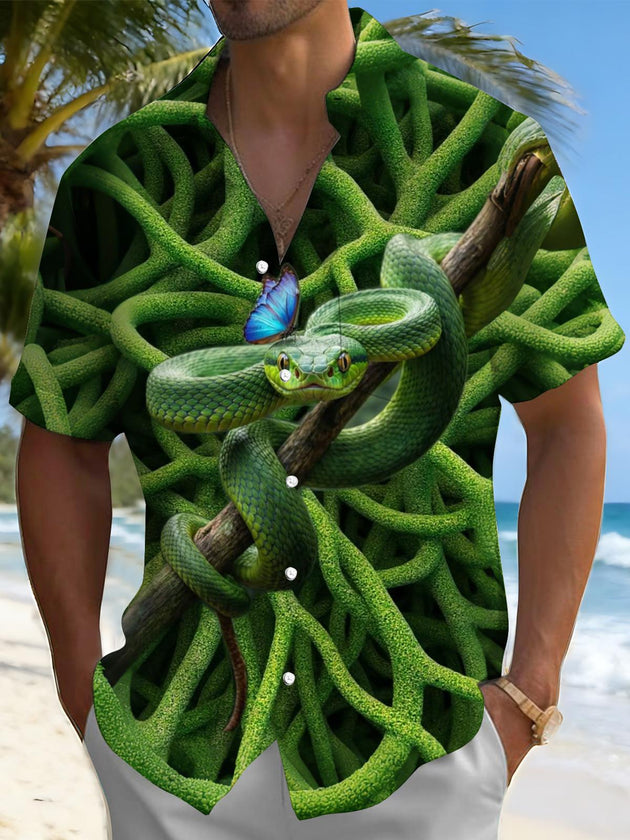 men's snake print shirt front view
