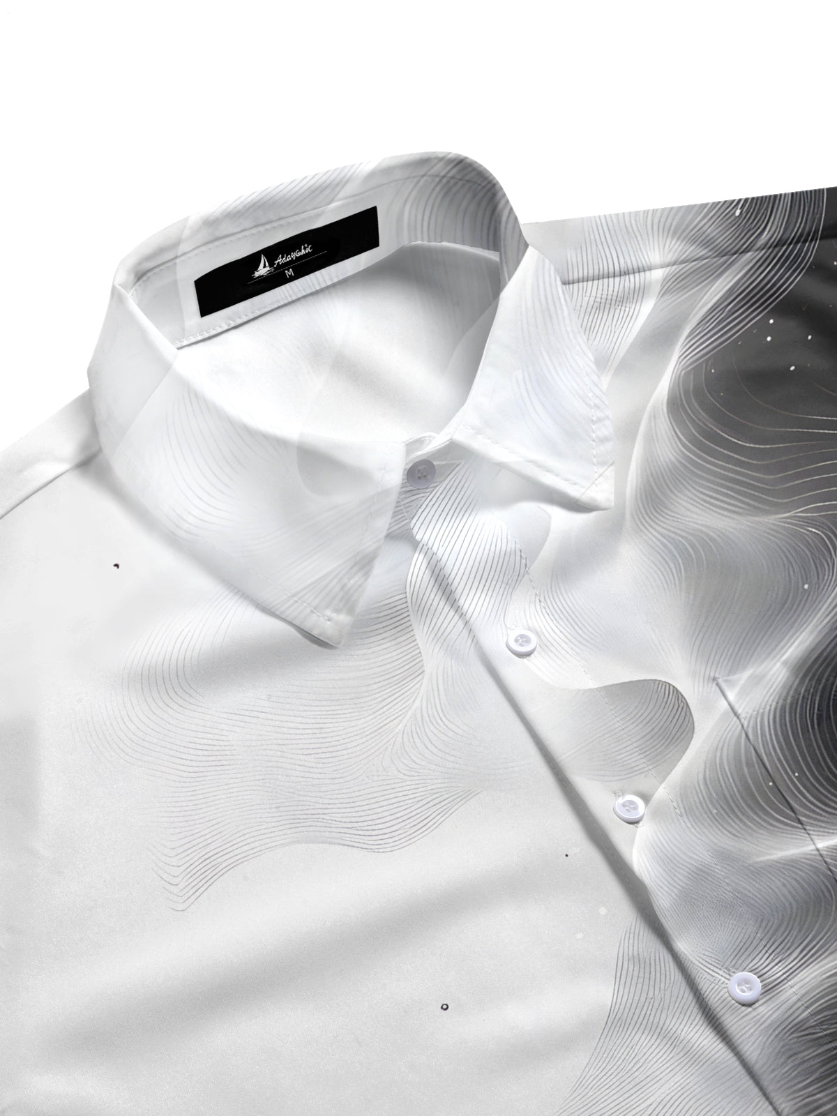 Gradient Line Print Men's Pocket Short Sleeve Shirts