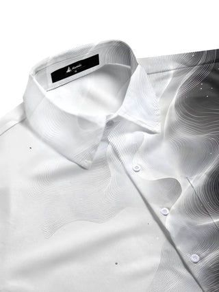 Men's gradient line print pocket short sleeve shirt side view