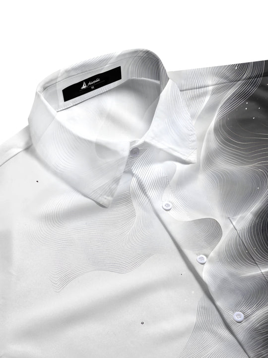 Men's gradient line print pocket short sleeve shirt side view