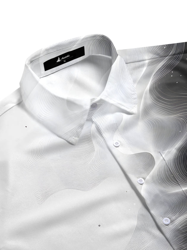 Men's gradient line print pocket short sleeve shirt side view