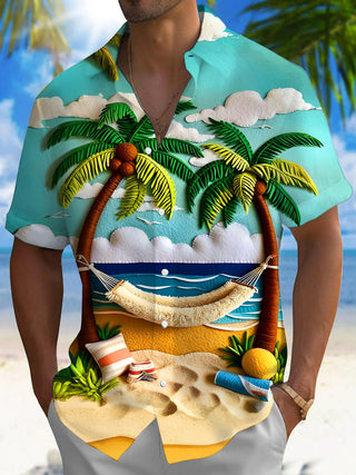 men's Hawaiian shirt front view beach vacation
