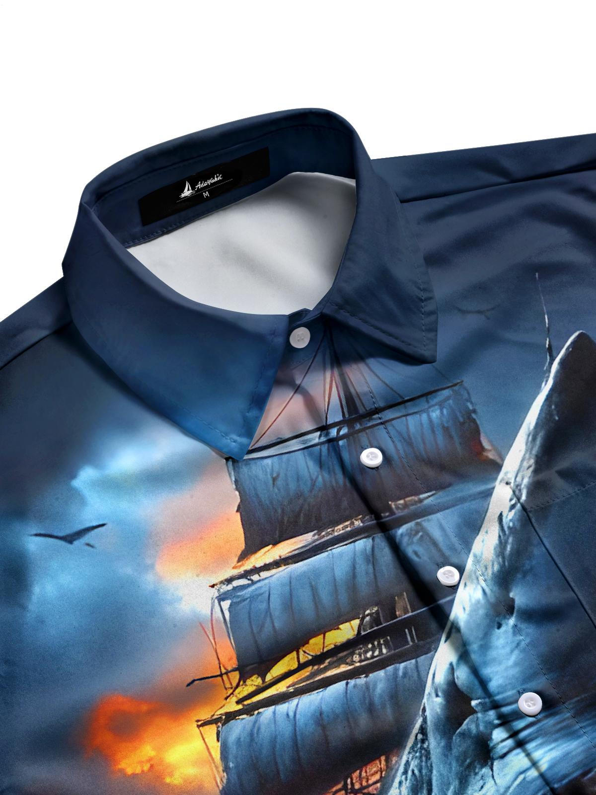 Shark Boat Men's Pocket Short Sleeve Shirts