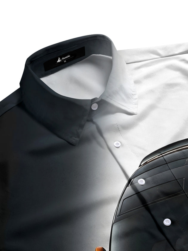 Men's car gradient print pocket half sleeve shirt side view
