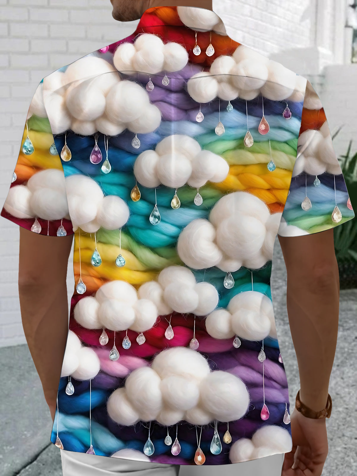 Cloud Print Men's Pocket Short Sleeve Shirts