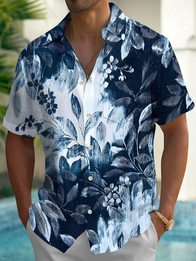 men's Hawaiian shirt front view tropical beach vacation